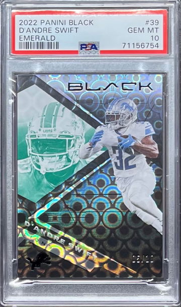 2022 Panini Black D’andre Swift Emerald PSA 10