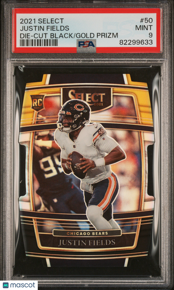 2021 Panini Select Justin Fields #50 Die Cut Black Gold Prizm PSA 9