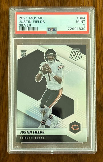 2021 Panini Mosaic Justin Fields RC silver prizm PSA 9 Chicago Bears
