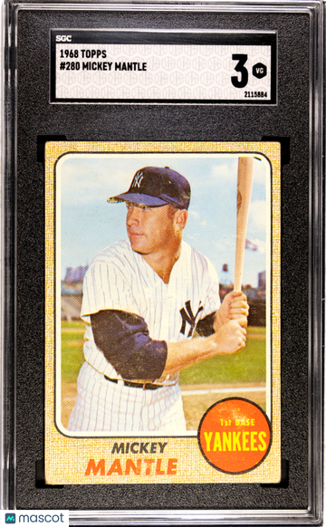 1968 Topps Mickey Mantle #280 SGC 3