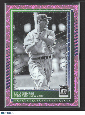 2025 Panini Donruss Optic Prizm Pink Velocity Lou Gehrig Yankees #55 Baseball Card