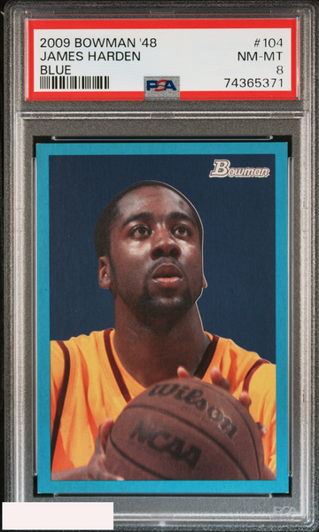 2009 BOWMAN  48 JAMES HARDEN #104 BLUE 1448 OF 1948 ROOKIE RC PSA 8 NM-MT
