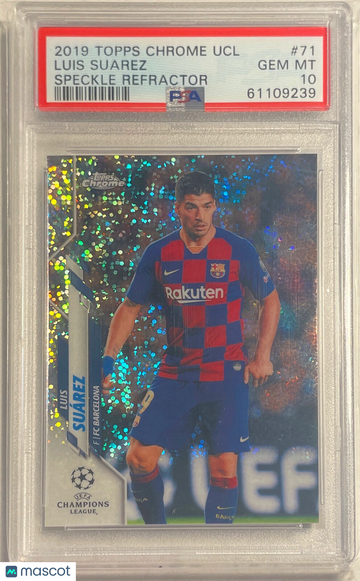 2019 Topps Chrome UEFA Champions League Luis Suarez #71 Speckle Refractor PSA 10