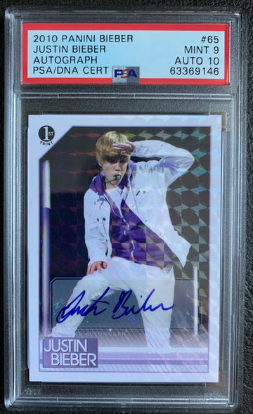 2010 Panini Justin Bieber Rookie Holo Auto PSA 9/Auto 10 Pop 1! First Edition