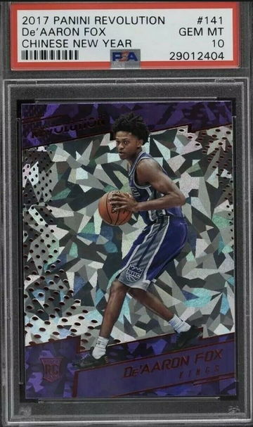2017-18 DE'Aaron Fox Rookie RC New Year Parallel Panini Revolution PSA 10