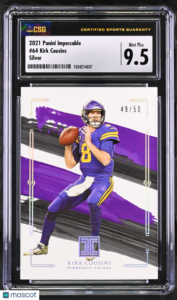 2021 Panini Impeccable Kirk Cousins #64 Silver /50 CGC 9.5