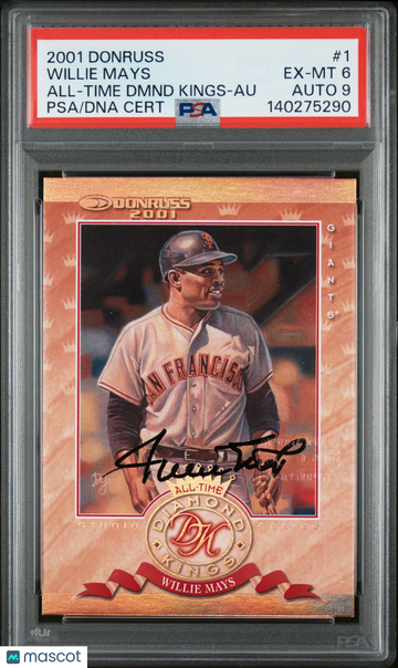 2001 Donruss All-Time Diamond Kings Willie Mays #1 Dmnd Au PSA 6 Auto 9