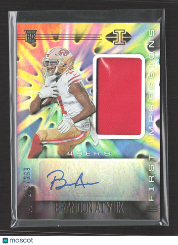 2020 Panini Illusions First Impressions Brandon Aiyuk #123 /299 RC Authentic Memorabilia Memorabilia