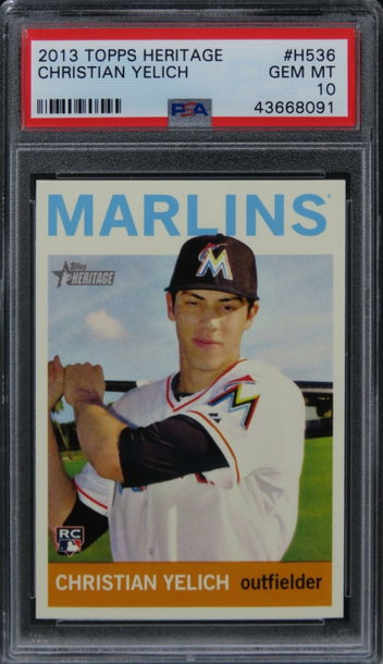 2013 Topps Heritage Christian Yelich ROOKIE RC #H536 PSA 10 GEM MINT