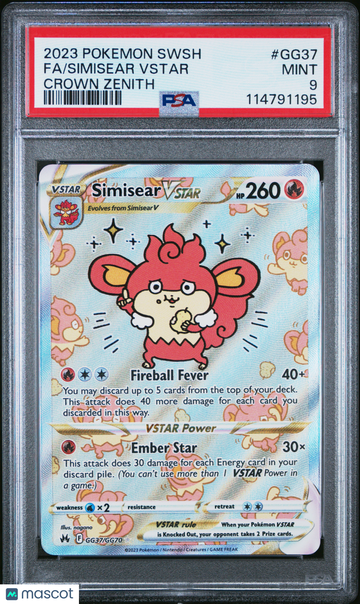 2023 Pokemon Sword And Shield Crown Zenith Simisear Vstar Crown Zenith PSA 9 #GG37