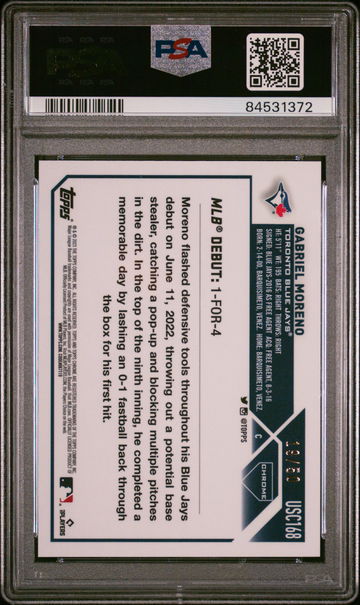 2023 Topps Chrome Update Gold Mini Diamond Gabriel Moreno #USC168 RC /50 PSA 9