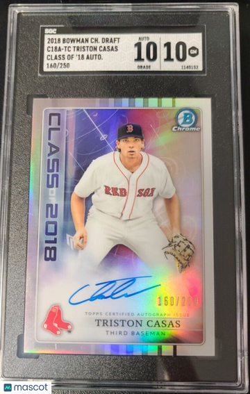 2018 Bowman Chrome Triston Casas #C18A-TC Refractor Rookie SGC 10 PSA Auto 10