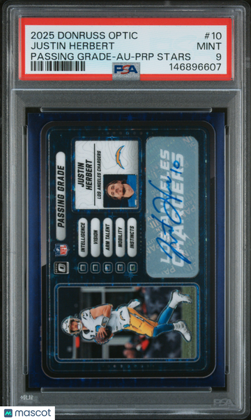 2025 Panini Donruss Optic Passing Grade Justin Herbert #10 Au PRP Stars PSA 9