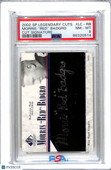 2002 SP Legendary Cuts Cut Signature Morris "red" Badgro #LC-RB PSA 8