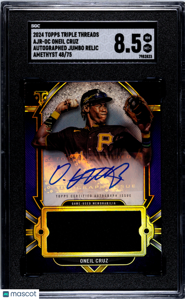 2024 Topps Triple Threads Oneil Cruz #AJR-OC Autograph Jumbo Relic Amethyst SGC 8.5