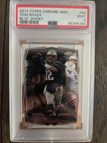 2014 topps chrome Mini Tom Brady Blue Jersey PSA 9