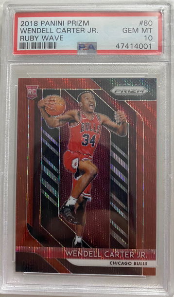 2018 Panini Prizm Wendell Carter Jr Ruby Wave PSA 10 GEM-MINT Color Match