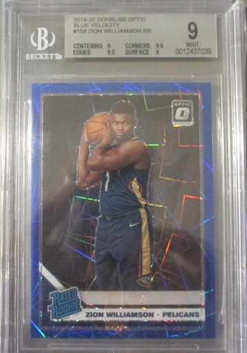 Zion Williamson 2019 Panini Donruss Optic Blue Velocity BGS 9.0