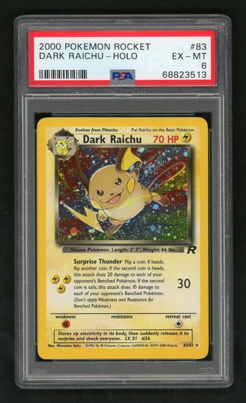 2000 Pokemon Team Rocket Holo Dark Raichu #83 PSA 6