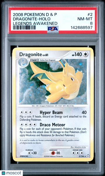 2008 Pokemon Diamond & Pearl Legends Awakened Dragonite Holo Legends Awakened PSA 8 #2
