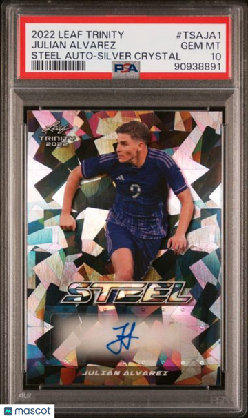2022 Leaf Trinity Trinity Steel Autographs Julian Alvarez #TSAJA1 Silver Crystal PSA 10