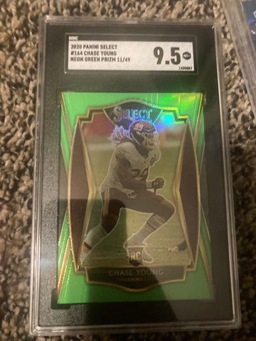 2020 Panini Select Chase Young Neon Green 11/49 Rookie Card