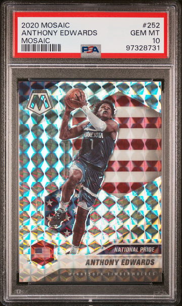 2020 PANINI MOSAIC ANTHONY EDWARDS #252 RC ROOKIE PSA 10