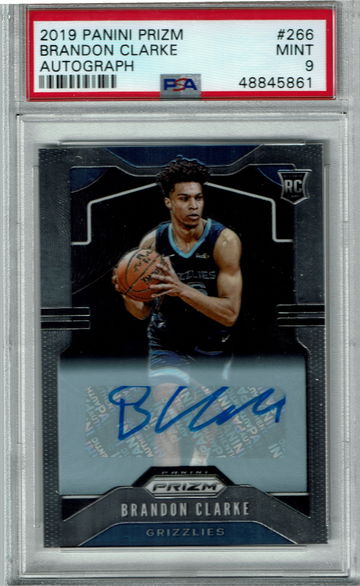 2019 Prizm Brandon Clarke Rookie Auto #266 PSA 9 MINT