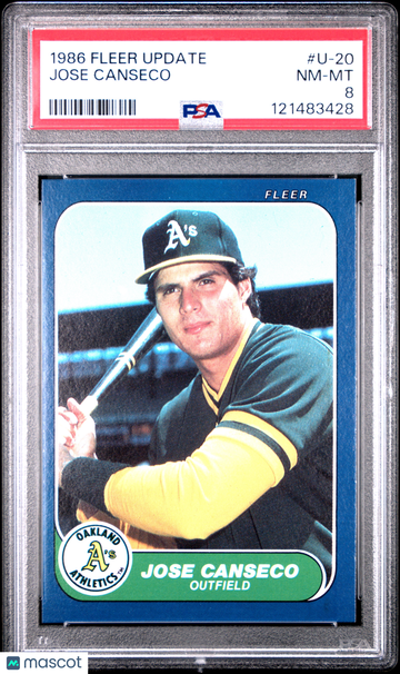 1986 Fleer Update Jose Canseco #U-20 PSA 8