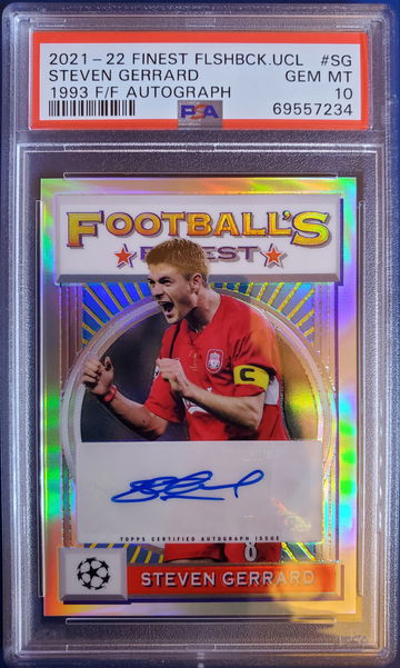 2022 Topps Finest Flashbacks UCL #SG Steven Gerrard 1993 F/F Autograph #35/75 PSA 10