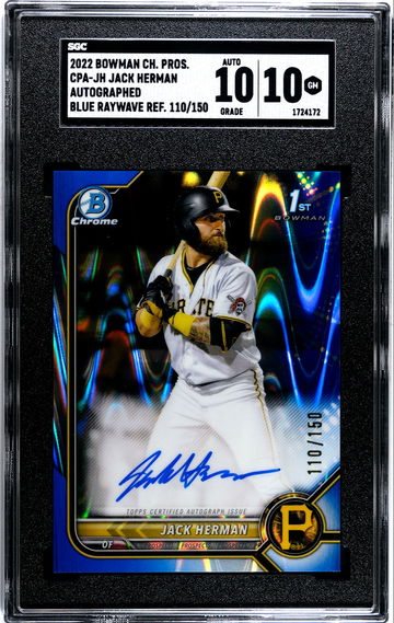2022 Bowman Chrome Jack Herman CPA-JH 1st Auto Blue Raywave numbered 110/150