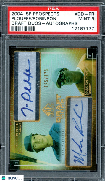 2004 SP Prospects Draft Duos Mark Robinson Trevor Plouffe #DD-PR Gold Spectrum Autographs /175 PSA 9