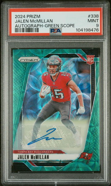 2024 Panini Prizm Auto-Green Scope Jalen Mcmillan #338 /75 PSA 9