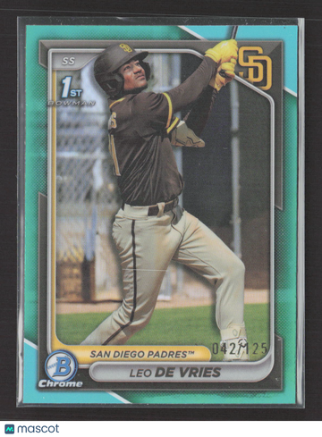 2024 Bowman Chrome Leo De Vries #BCP-179 Aqua 1st Bowman