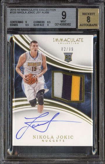 Nikola JOKIC 2015-16 Panini Immaculate Rookie Patch Auto RPA 99 BGS 9 Mint MVP