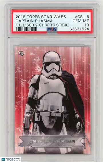2018 Topps Star Wars The Last Jedi Series 2 Character Stickers Captain Phasma #CS-6 T. L. J. Ser. 2 Chrctr. Stick. PSA 1