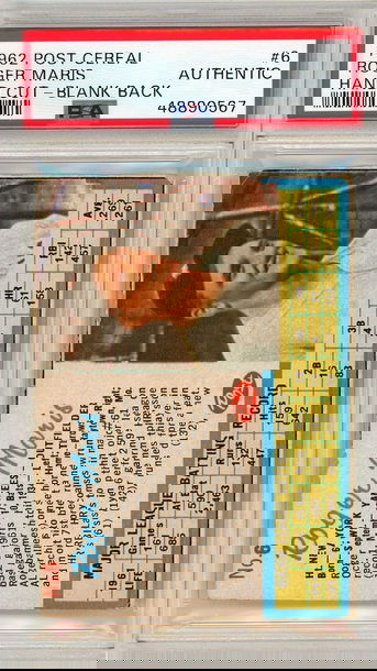 1962 Post Cereal Roger Maris Hand Cut #6 PSA Authentic P1344