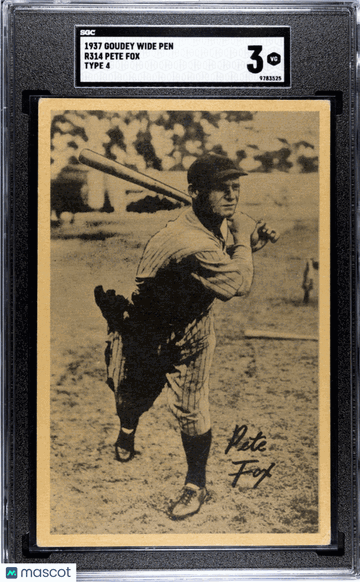 1937 Goudey Wide Pen (R314) Pete Fox Type SGC 3