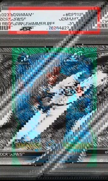 2023 Bowman Chrome Brock Jones Bowman 1st Green Shimmer Refractor /99 PSA 10 GEM