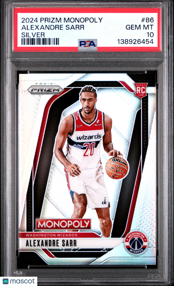 2024 Panini Prizm Monopoly Alexandre Sarr #86 Silver PSA 10