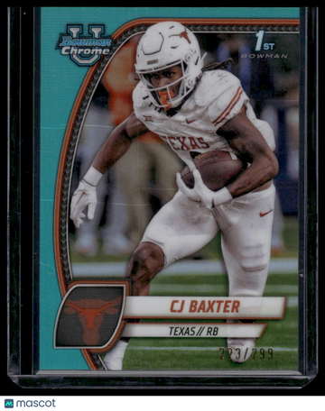 2024 Bowman Chrome University CJ Baxter #42 Aqua Refractor SN