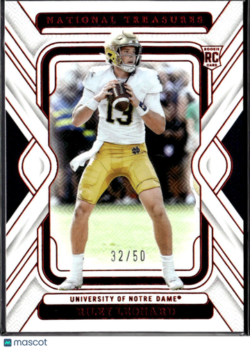 Riley Leonard 2025 Panini National Treasures Collegiate /50 Notre Dame Fighting Irish