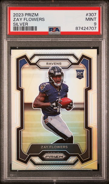 2023 PANINI PRIZM ZAY FLOWERS SILVER PRIZM #307 RC ROOKIE PSA 9
