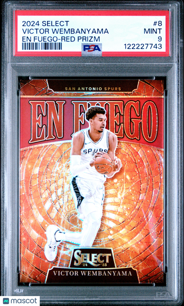 2024 Panini Select EN Fuego Victor Wembanyama #8 Red Prizm /99 Rookie PSA 9