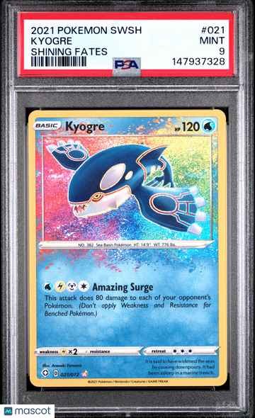 2021 Pokemon Sword & Shield Shining Fates Kyogre Shining Fates PSA 9 #021