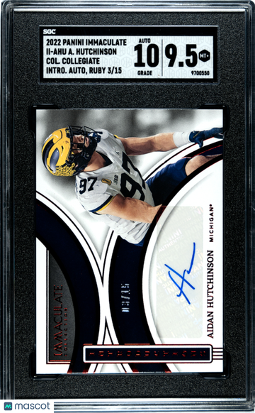 2022 Panini Immaculate Col. Collegiate Aidan Hutchinson #II-AHU Introductions Autograph Ruby 15 SGC 9.5 Auto 10
