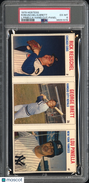 1979 Hostess G. Brett R. Reuschel L. Piniella Hand Cut Panel PSA 6