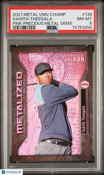 2021 Skybox Metal Universe Champions Sahith Theegala #139 Rookie PSA 8
