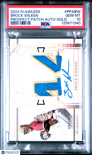 2024 Panini Flawless Prospect Patch Autographs Brock Wilken #PPABW Gold PSA 10