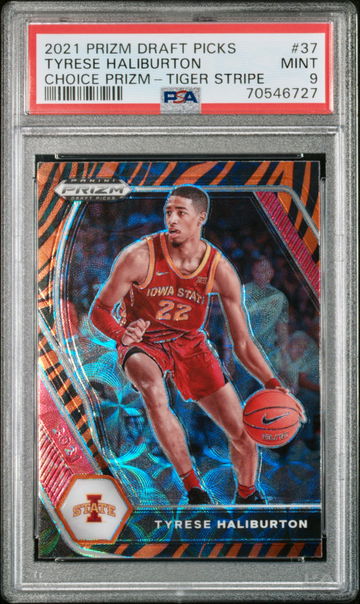 2021 Panini Prizm Draft Tyrese Haliburton TIGER STRIPE Choice PSA 9 Mint SSP